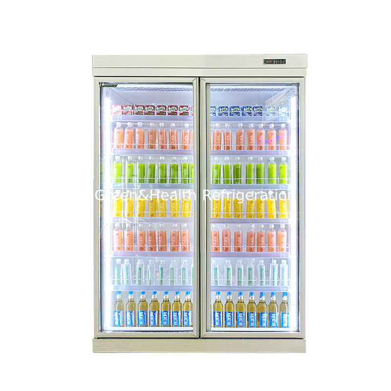 Refrigerador de bebidas de puerta de vidrio de estante ajustable de 5 capas con ventilador de enfriamiento y controlador digital