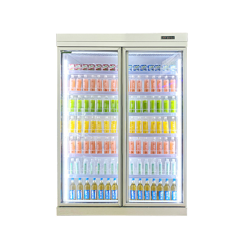 Refrigerador de bebidas de puerta de vidrio de estante ajustable de 5 capas con compresor Panasonic R22