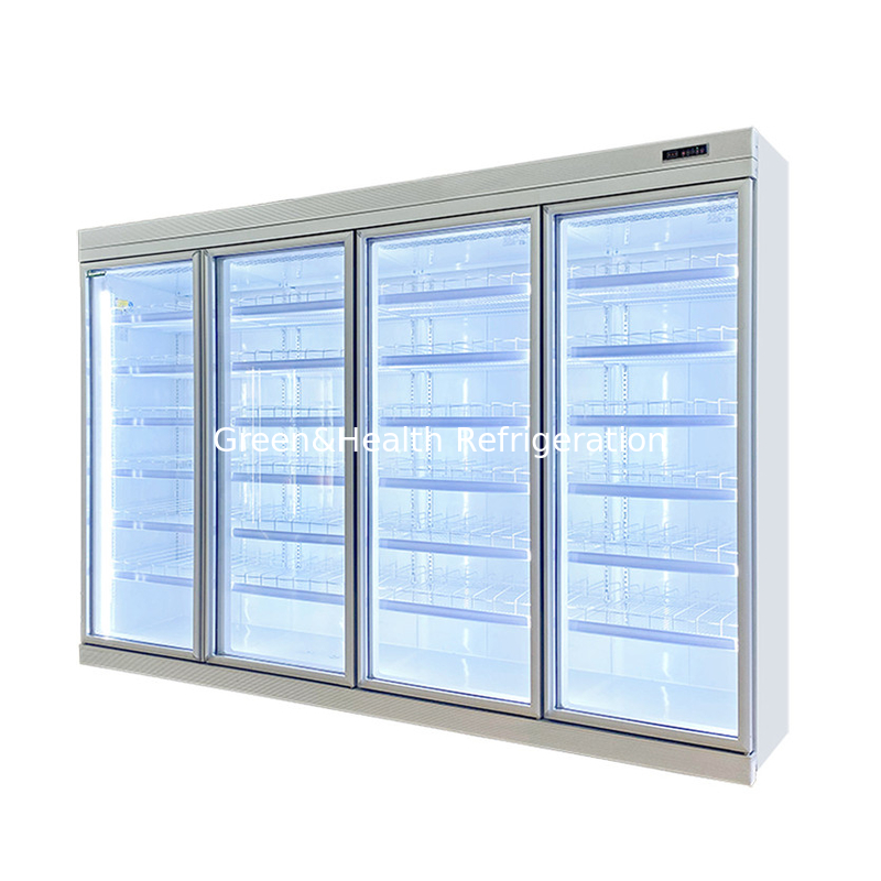 Comerciante -18C auto-contenido vertical de pantalla de vidrio de la puerta congelador para alimentos congelados