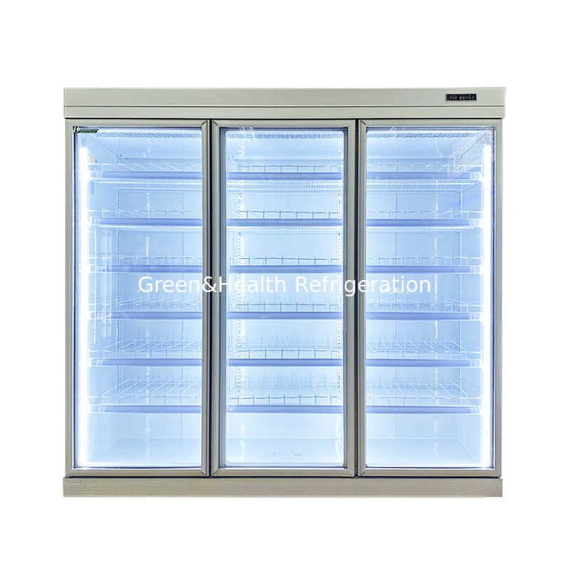 Comerciante -18C auto-contenido vertical de pantalla de vidrio de la puerta congelador para alimentos congelados