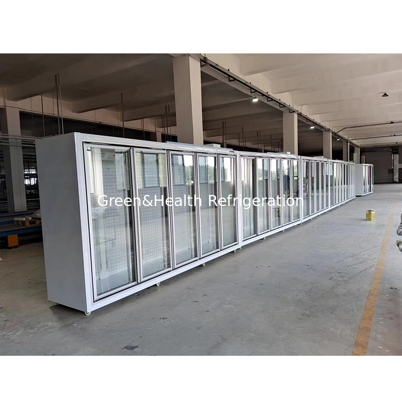 Comerciante -18C auto-contenido vertical de pantalla de vidrio de la puerta congelador para alimentos congelados