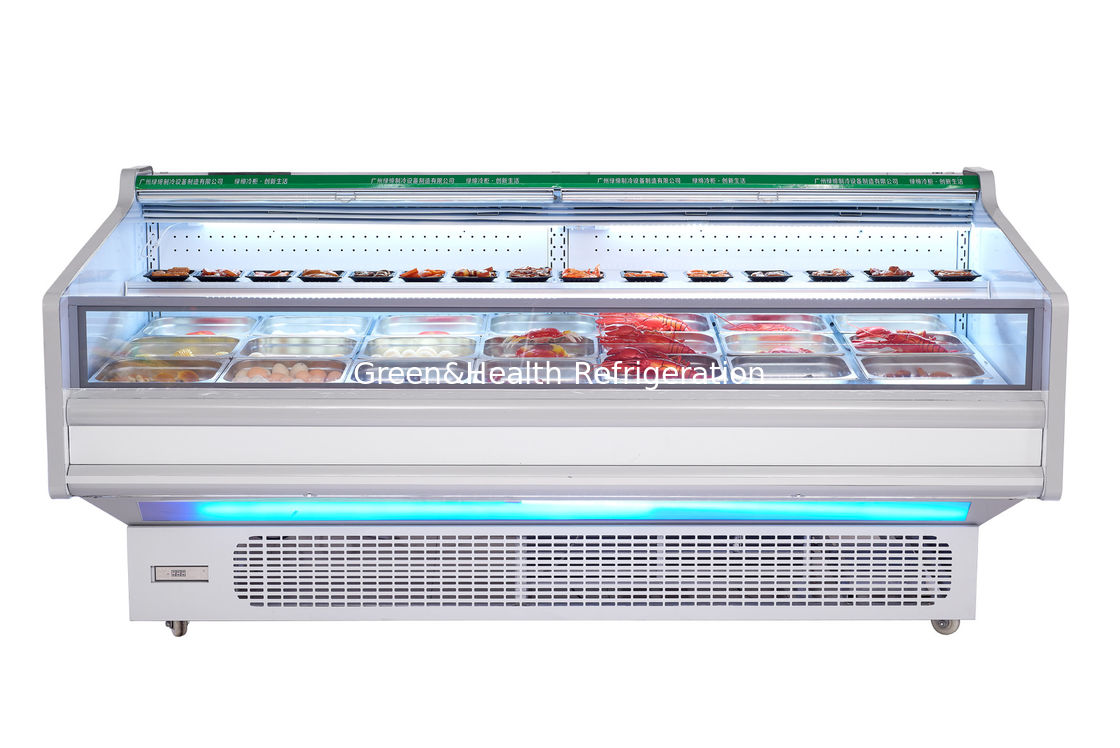Frigorífico horizontal de 800L de acero inoxidable con pantalla abierta para refrigerador de carne Frigorífico comercial