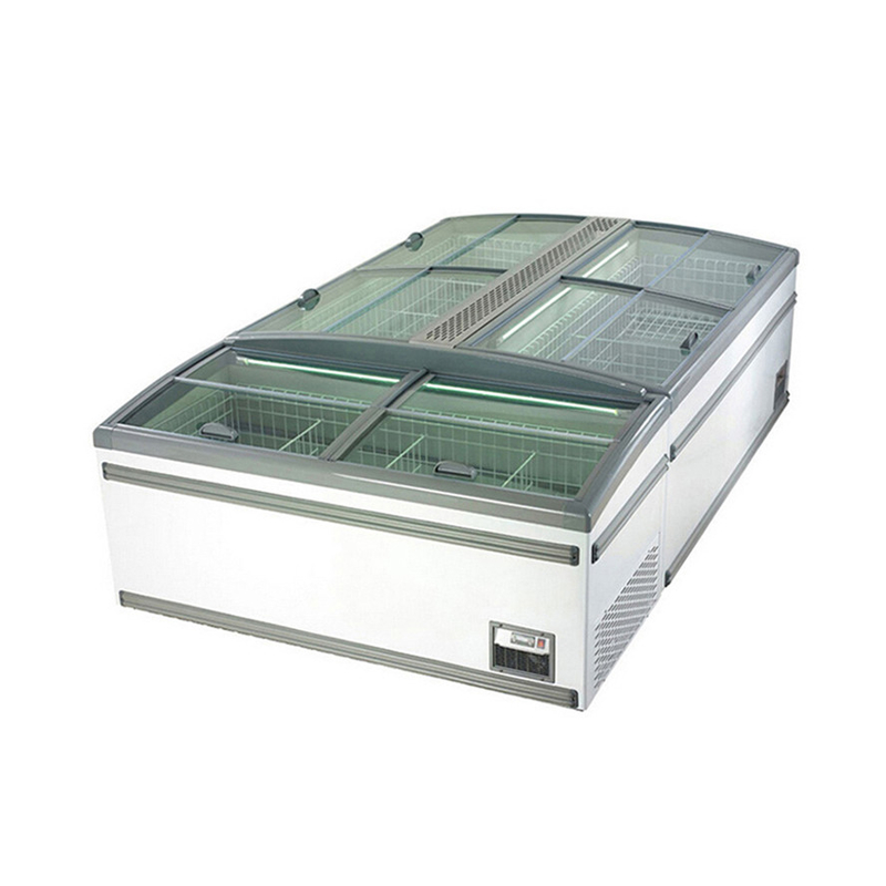 CE ROHS Display comercial congelador de supermercado Refrigerador con puerta de cristal curvada