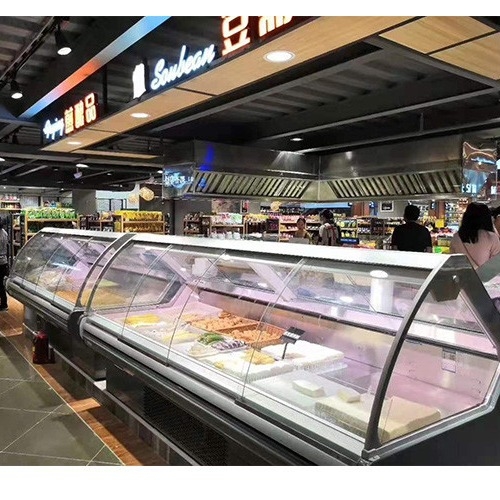 220/50hz Voltado de gas R404a Vitrina de exhibición de alimentos cocinados