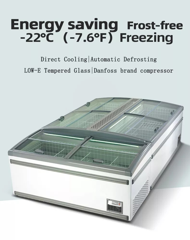 Sistema de refrigeración directa Congelador comercial de pantalla con temperatura de -18-22°C y volumen de 630L