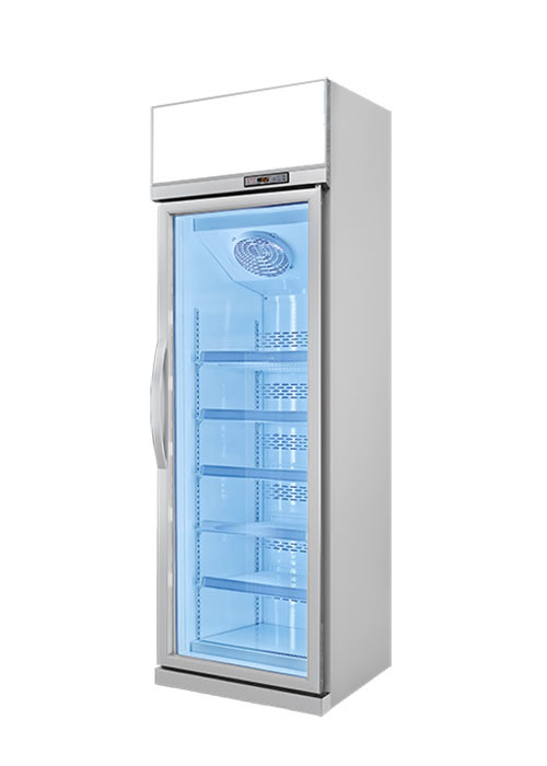 Unidad vertical con iluminación puerta de vidrio congelador mostrador gabinete nevera