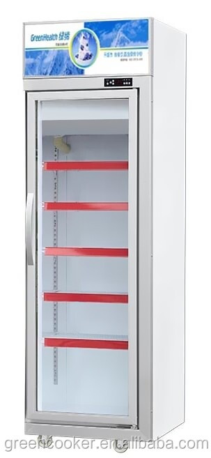 Unidad vertical con iluminación puerta de vidrio congelador mostrador gabinete nevera