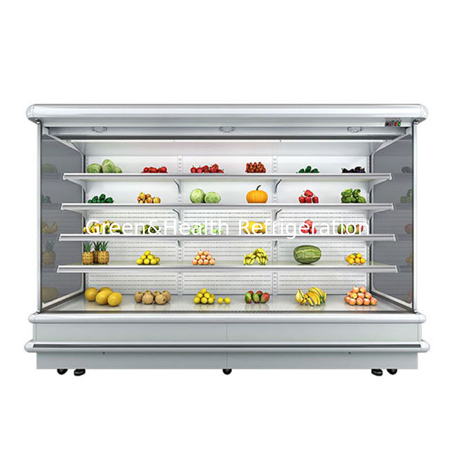 Refrigerador abierto de varios pisos para supermercados Display de frutas LED Light Glass Freezer