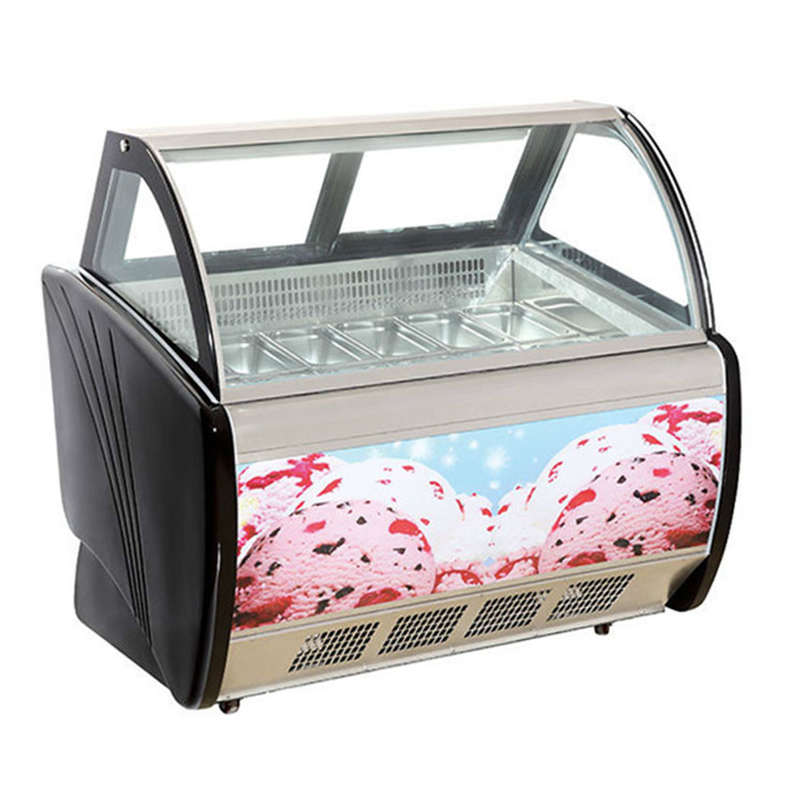 Tienda de helados / tienda de conveniencia Comerciante de acero inoxidable de vidrio de helados Display de almacenamiento congelador