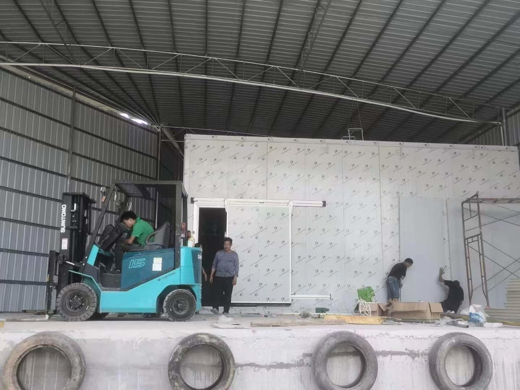 Sala de almacenamiento comercial de alimentos Sala de almacenamiento en frío congelador interior con piso
