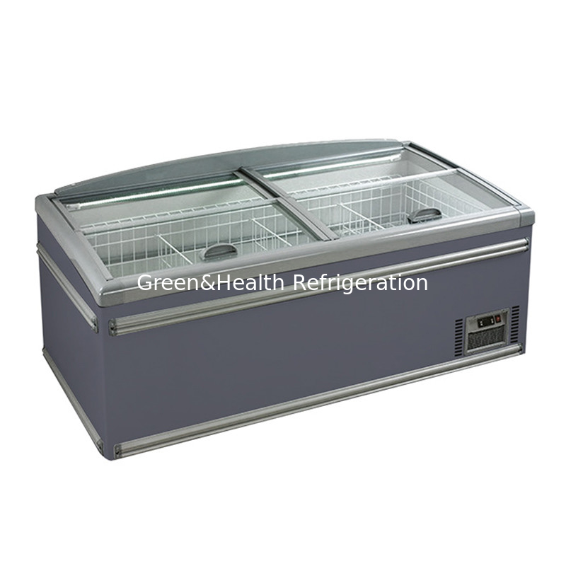 Congelador de cristal horizontal de acero inoxidable para productos congelados