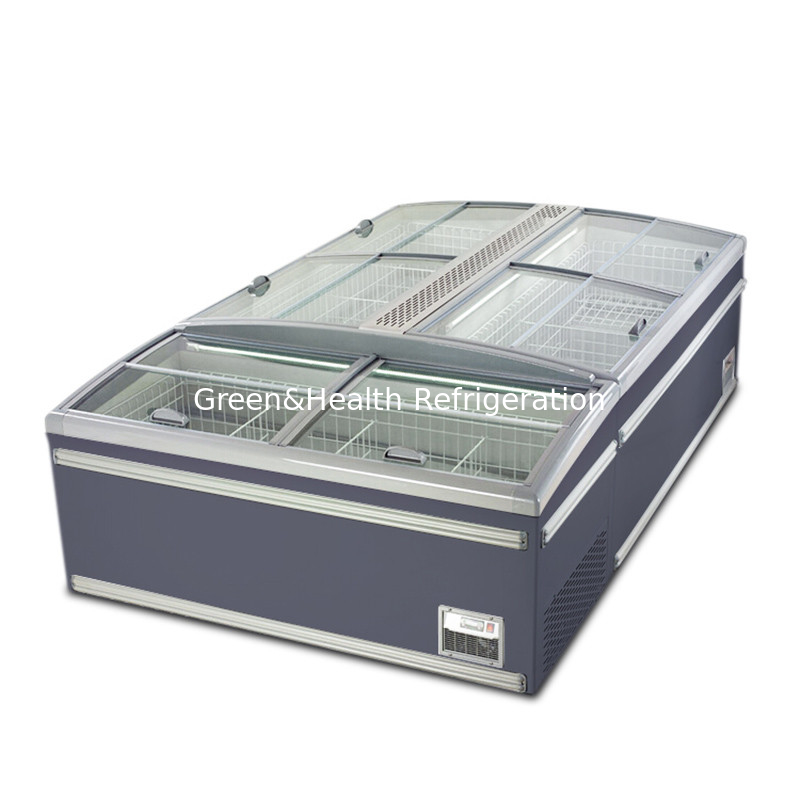 Congelador de cristal horizontal de acero inoxidable para productos congelados