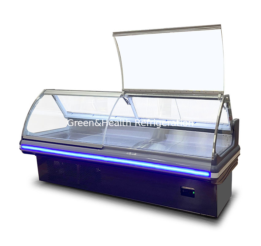 Display de almacenamiento comercial horizontal de vidrio curvo