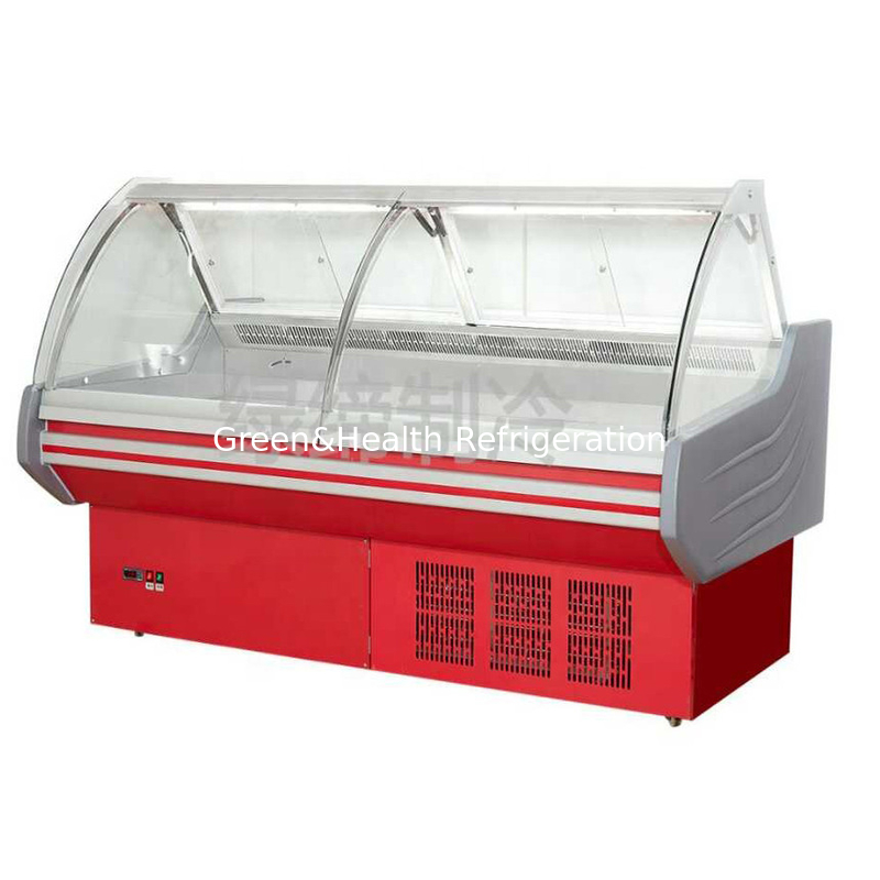 Display de almacenamiento comercial horizontal de vidrio curvo