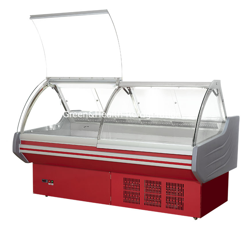 Display de almacenamiento comercial horizontal de vidrio curvo