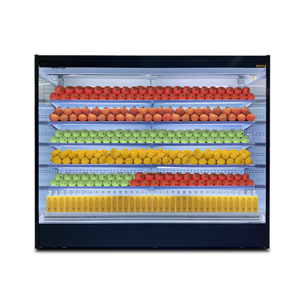 Cabinet de cortina de aire de acero inoxidable de tipo de vidrio abierto de múltiples capas con semillas de loto y LED