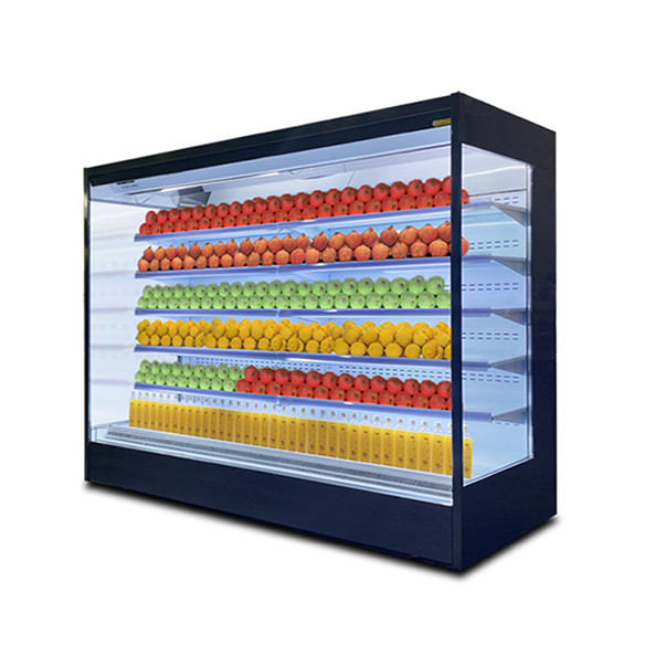 Cabinet de cortina de aire de acero inoxidable de tipo de vidrio abierto de múltiples capas con semillas de loto y LED