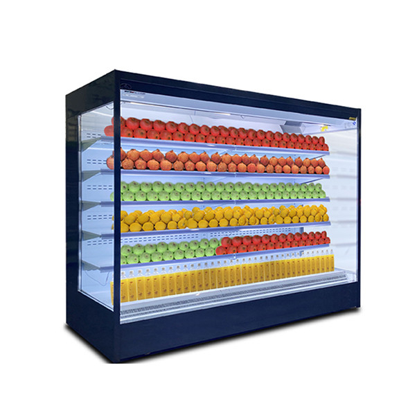 Cabinet de cortina de aire de acero inoxidable de tipo de vidrio abierto de múltiples capas con semillas de loto y LED