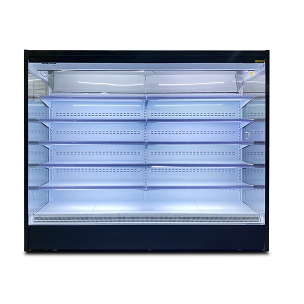 Cabinet de cortina de aire de acero inoxidable de tipo de vidrio abierto de múltiples capas con semillas de loto y LED