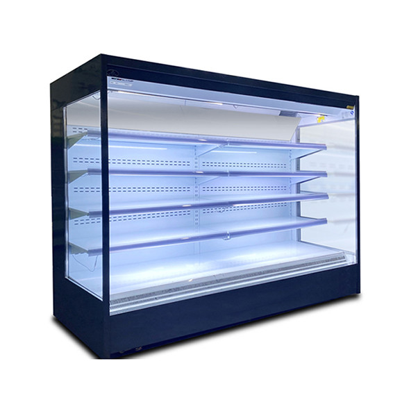 Cabinet de cortina de aire de acero inoxidable de tipo de vidrio abierto de múltiples capas con semillas de loto y LED