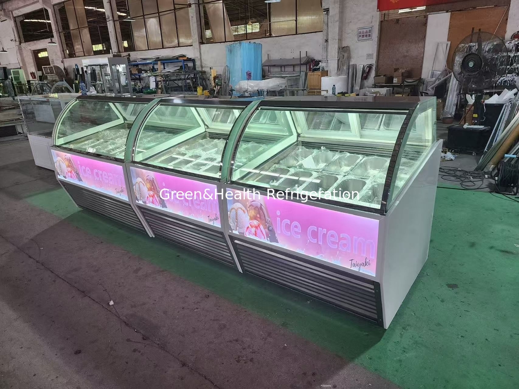 Equipo de heladería Display de helados congelador con 10 a 22 GN