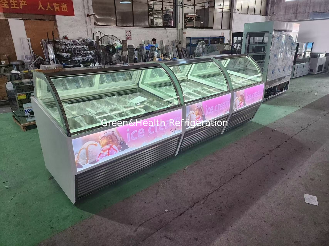 Equipo de heladería Display de helados congelador con 10 a 22 GN
