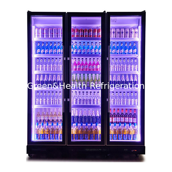 1154L Tres puertas coloridas Tienda Bebidas Almacenamiento Display Refrigerador