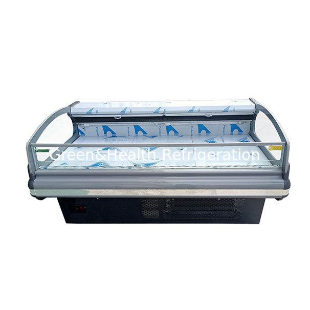 Display de vidrio curvo europeo para el almacenamiento de carne fresca