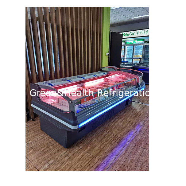 Display de vidrio curvo europeo para el almacenamiento de carne fresca