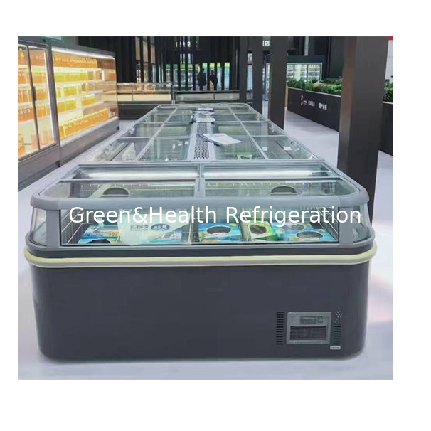 Congelador horizontal de cristal de acero inoxidable con puerta de empuje para almacenar productos congelados