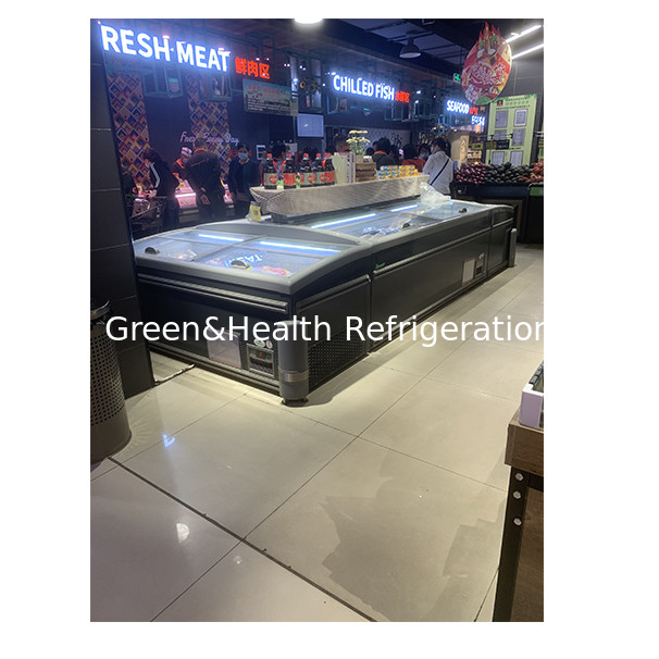 Congelador horizontal de cristal de acero inoxidable con puerta de empuje para almacenar productos congelados