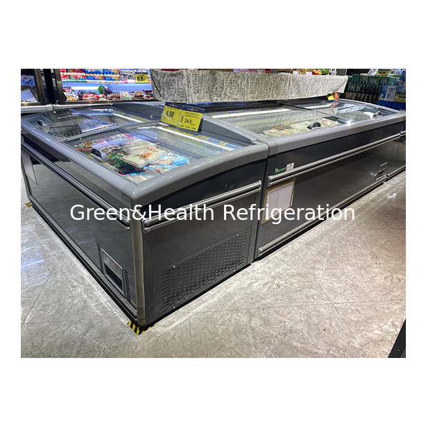 Ventas directas de fábrica Puerta corredera semiabierta Vidrio acero inoxidable Productos congelados Almacenamiento Isla Cabinet Freezer