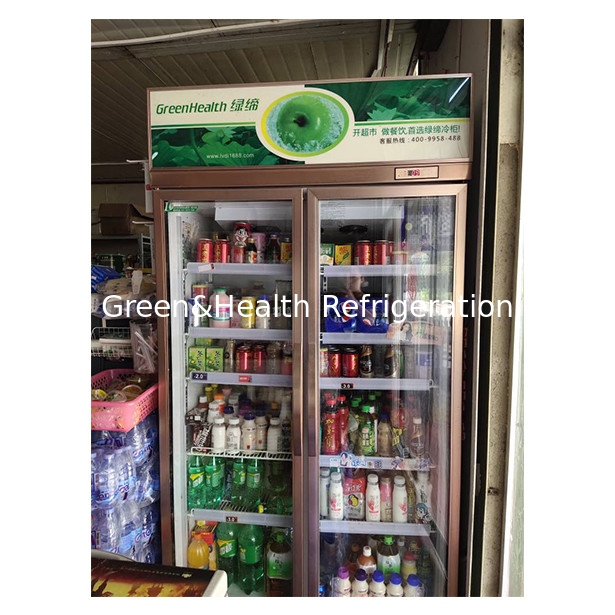 Supermercado comercial / Tienda Dos / Tres Puertas de vidrio Economía Refrigerador Display Refrigerador