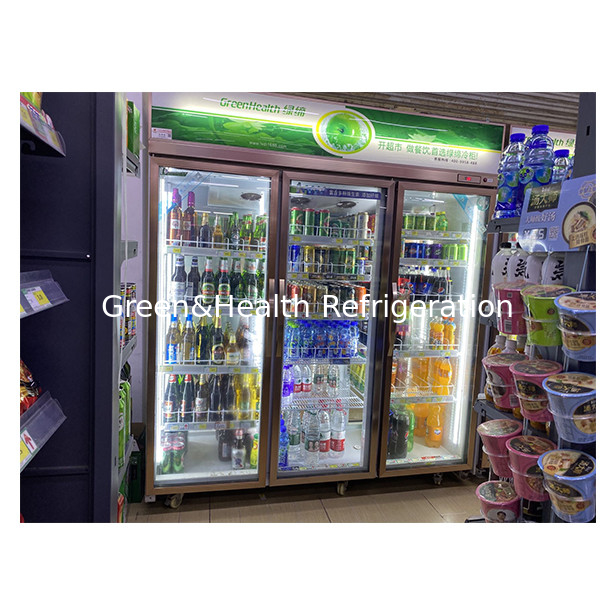 Supermercado comercial / Tienda Dos / Tres Puertas de vidrio Economía Refrigerador Display Refrigerador