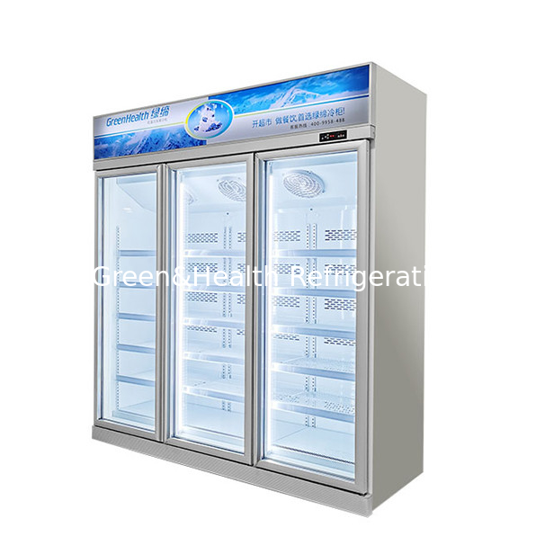 Tres puertas de vidrio en la unidad superior de visualización congelador para productos congelados a baja temperatura