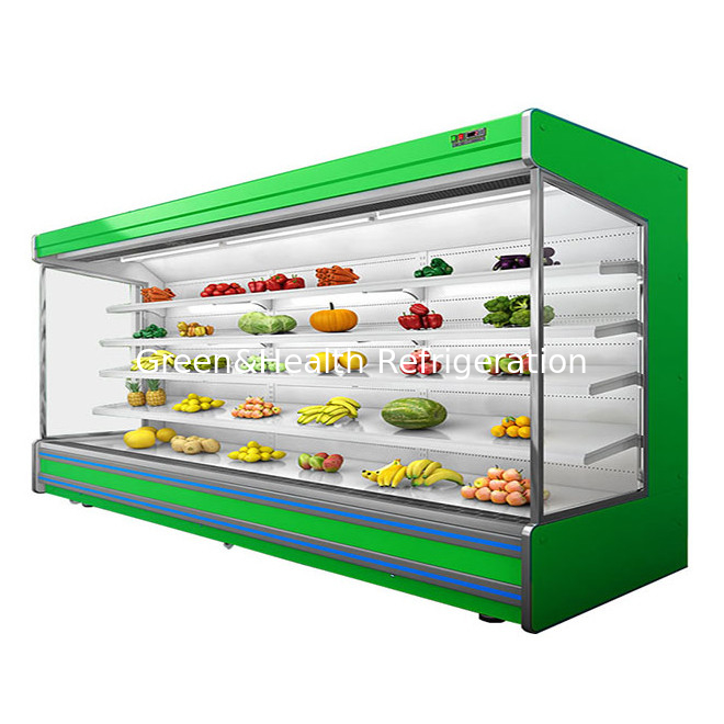 Display de almacenamiento de frutas / verduras / leche de cortina abierta multifuncional