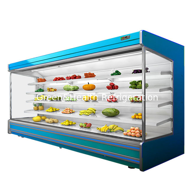 Display de almacenamiento de frutas / verduras / leche de cortina abierta multifuncional