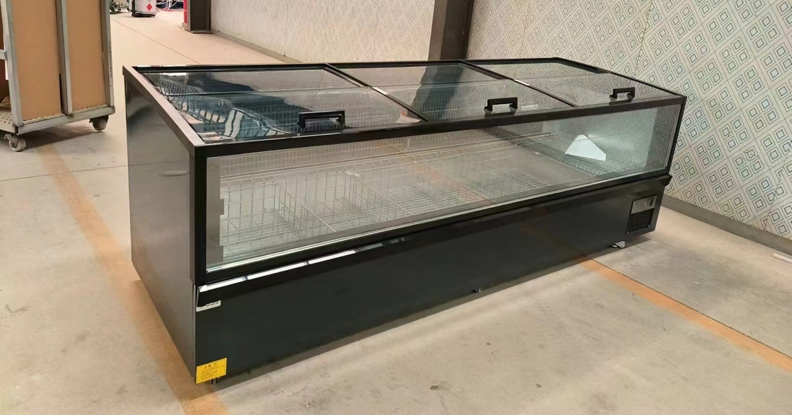 -18-22°C R290 Insular modular de congelación con ventanilla con pantalla de vidrio curvado de gran tamaño