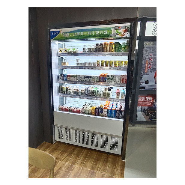 Display de almacenamiento comercial de tipo abierto Chiller Cabinet de cortina de aire en tiendas de conveniencia / tiendas pequeñas