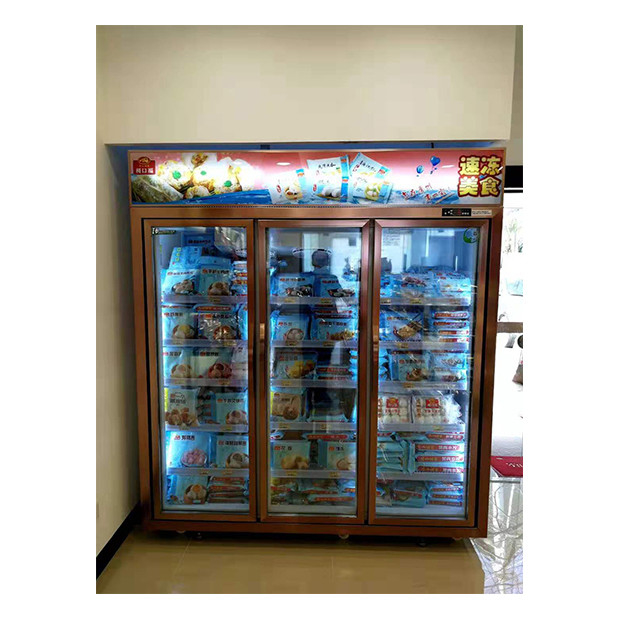 Supermercado comercial / tienda Tres puertas de vidrio Economía Refrigerador Display Freezer