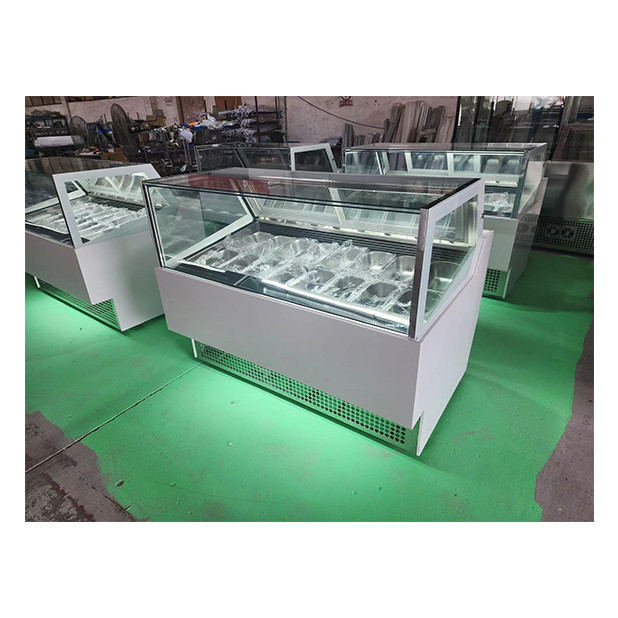 Las tiendas de helados / tiendas de conveniencia utilizan refrigeradores comerciales de cristal de acero inoxidable para helados