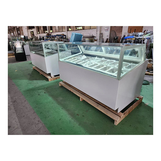 Las tiendas de helados / tiendas de conveniencia utilizan refrigeradores comerciales de cristal de acero inoxidable para helados