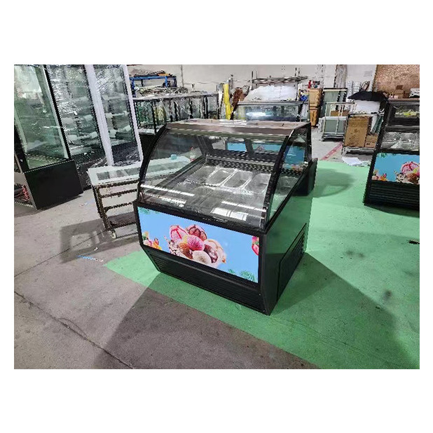 Las tiendas de helados / tiendas de conveniencia utilizan refrigeradores comerciales de cristal de acero inoxidable para helados