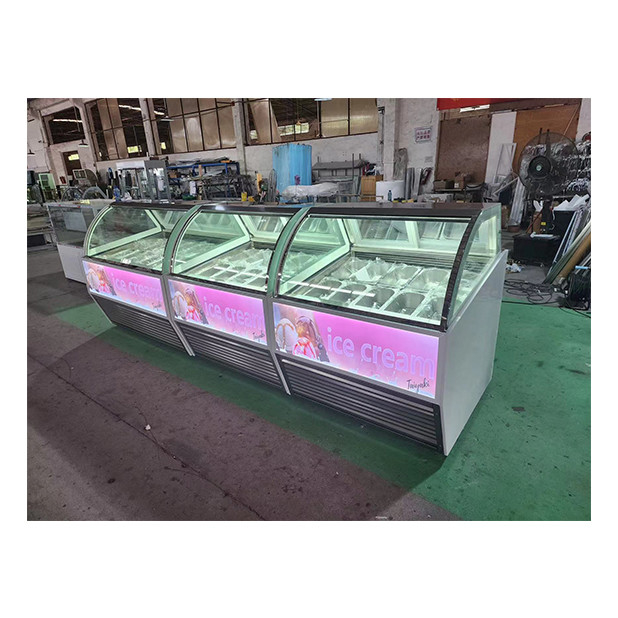 Las tiendas de helados / tiendas de conveniencia utilizan refrigeradores comerciales de cristal de acero inoxidable para helados