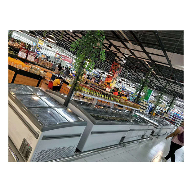 Última puerta corredera Baja temperatura bolitas de carne congeladas Almacenamiento de alimentos Display Isla gabinete congelador