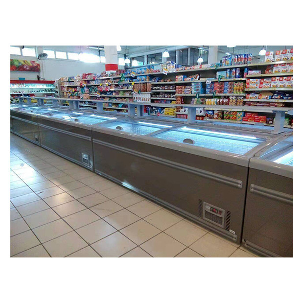 Última puerta corredera Baja temperatura bolitas de carne congeladas Almacenamiento de alimentos Display Isla gabinete congelador