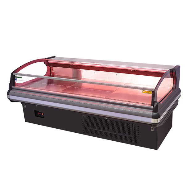 Supermercado / Carnicería / Mercado Estilo europeo Refrigerador de pantalla de almacenamiento de carne fresca con tapa abierta