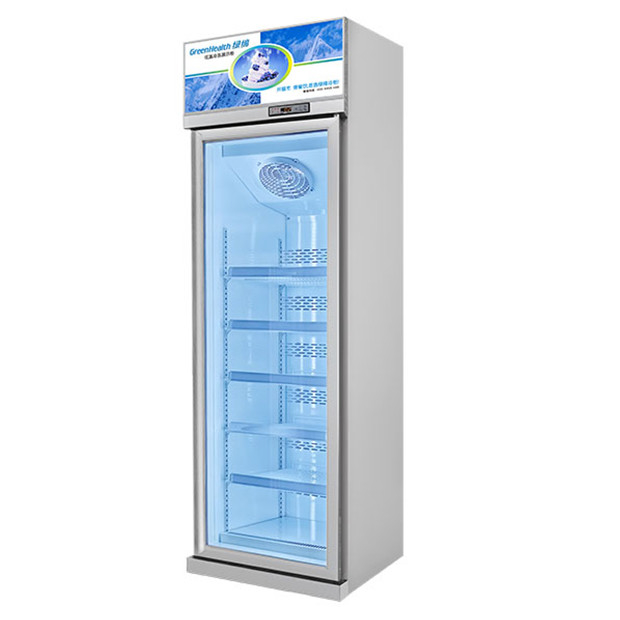 Unidad superior Puerta de vidrio única Estantes múltiples Almacenamiento congelado de lujo Display congelador congelador