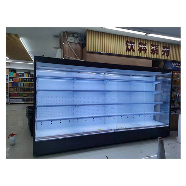 Supermercado / tienda de conveniencia de ángulo derecho tipo de enfriador abierto para almacenar alimentos / bebidas