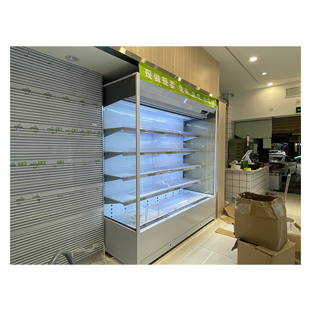 Supermercado / tienda de conveniencia de ángulo derecho tipo de enfriador abierto para almacenar alimentos / bebidas